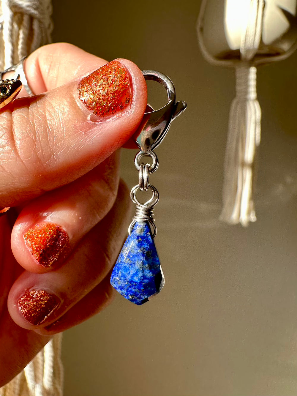 Lapis Lazuli Shield Crystal Pet Charm