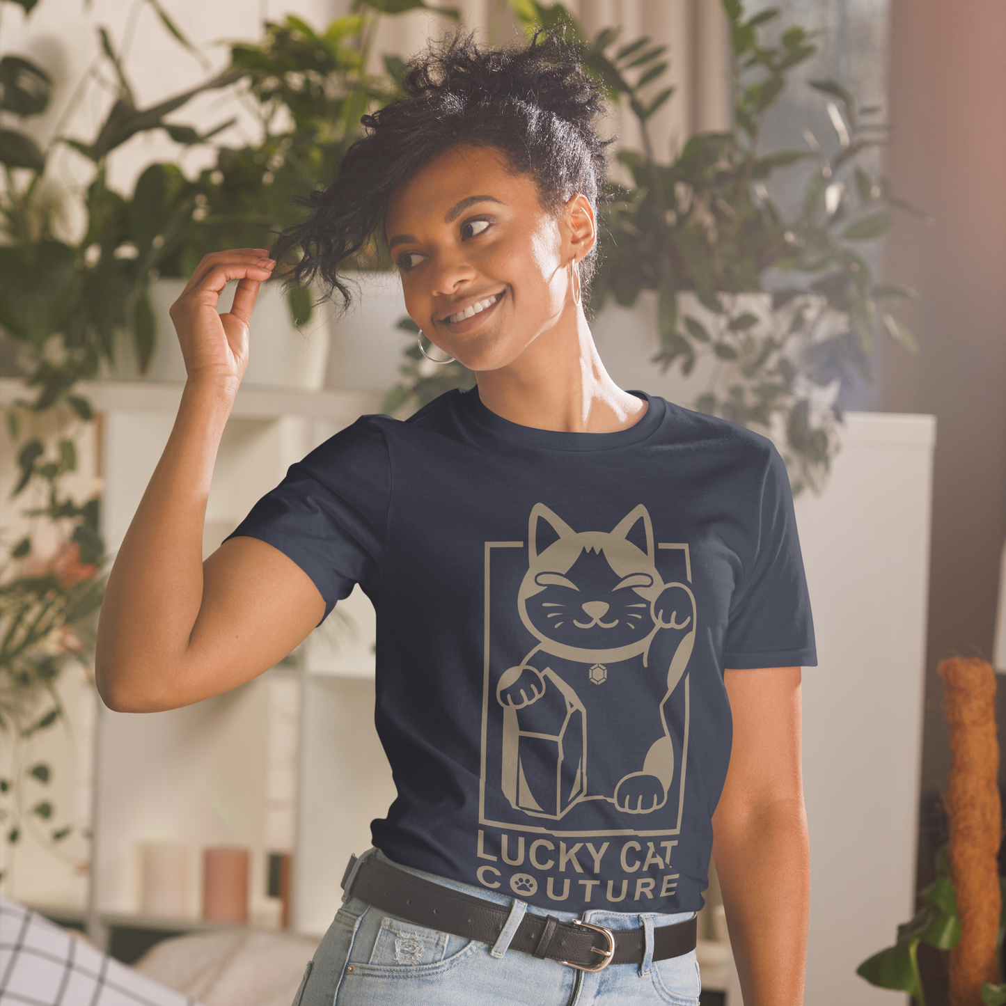 Navy Blue Lucky Cat Couture Tee