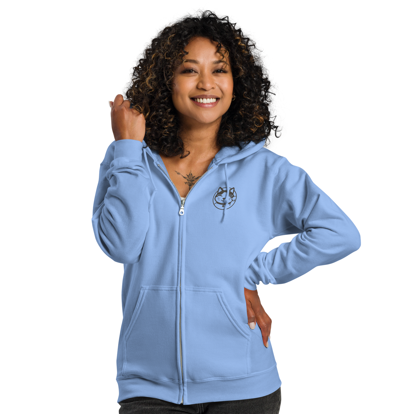 Baby Blue Lucky Cat Couture Zip-Up Hoodie
