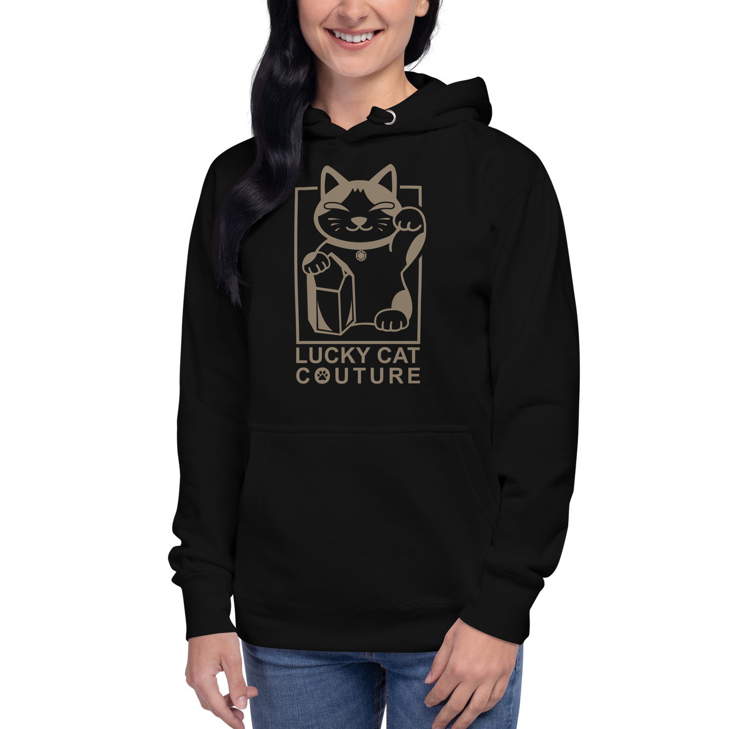 Black Lucky Cat Couture Hoodie